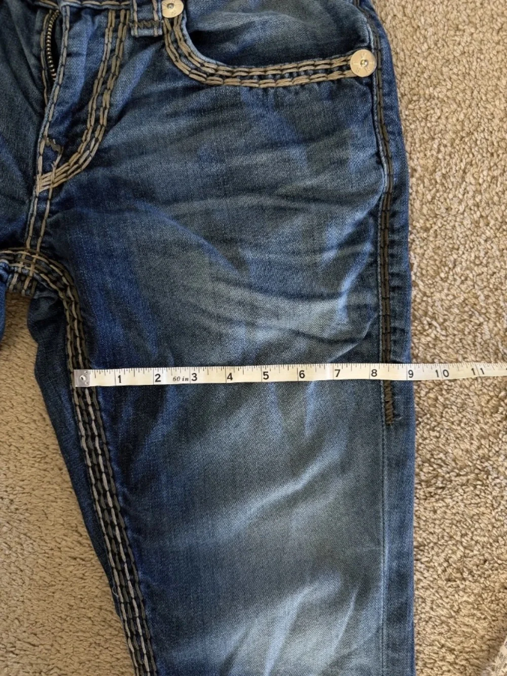 Vtg True Religion Ricky Straight Flap Super QT ThickStitch Mens Jeans 29x27 Hemd
